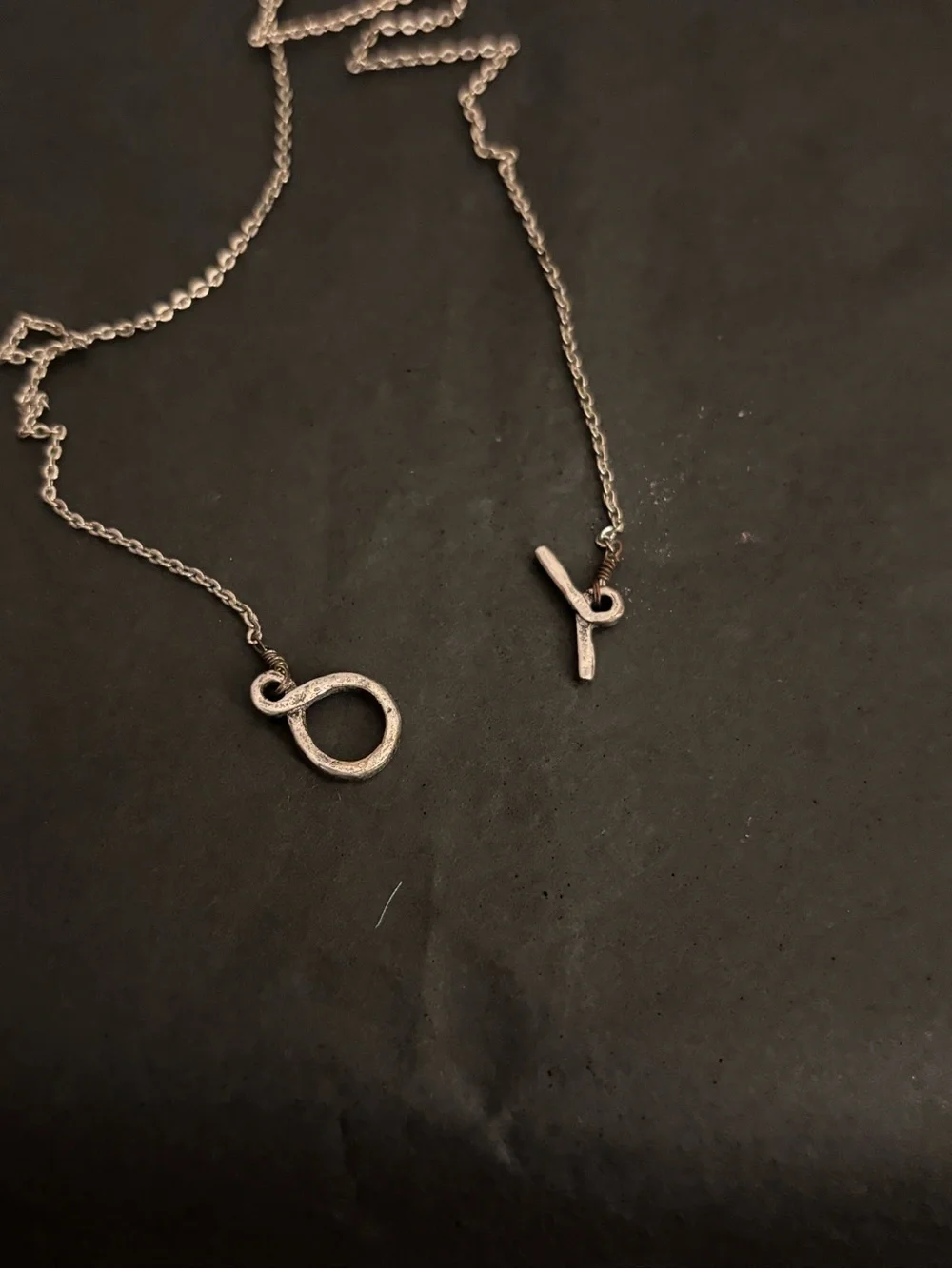 Coldwater Creek Silver-Tone Key, Monogram Medallion & Pearl Drop Necklace